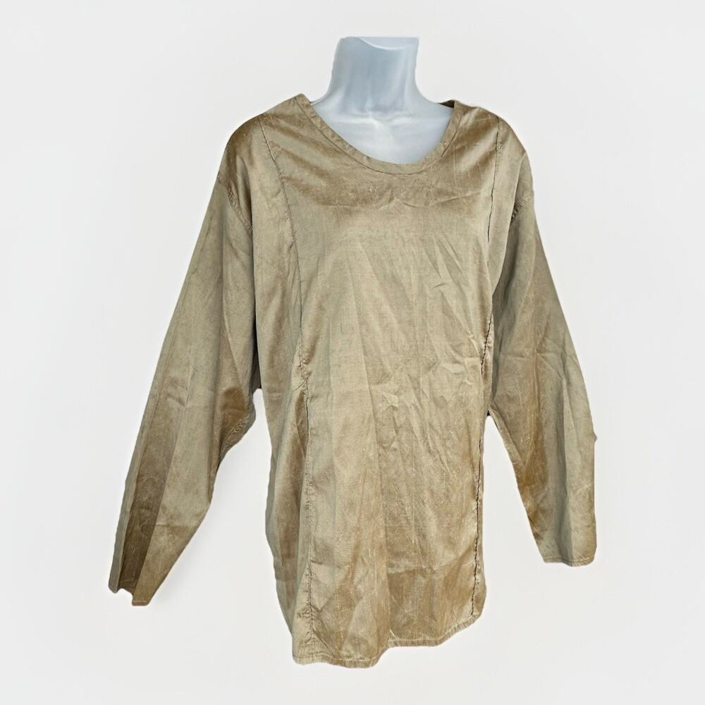 VTG FLAX Jeanne Engelhart 100% Raw Silk Tunic Top Women's Size Large Lagenlook - Picture 3 of 12